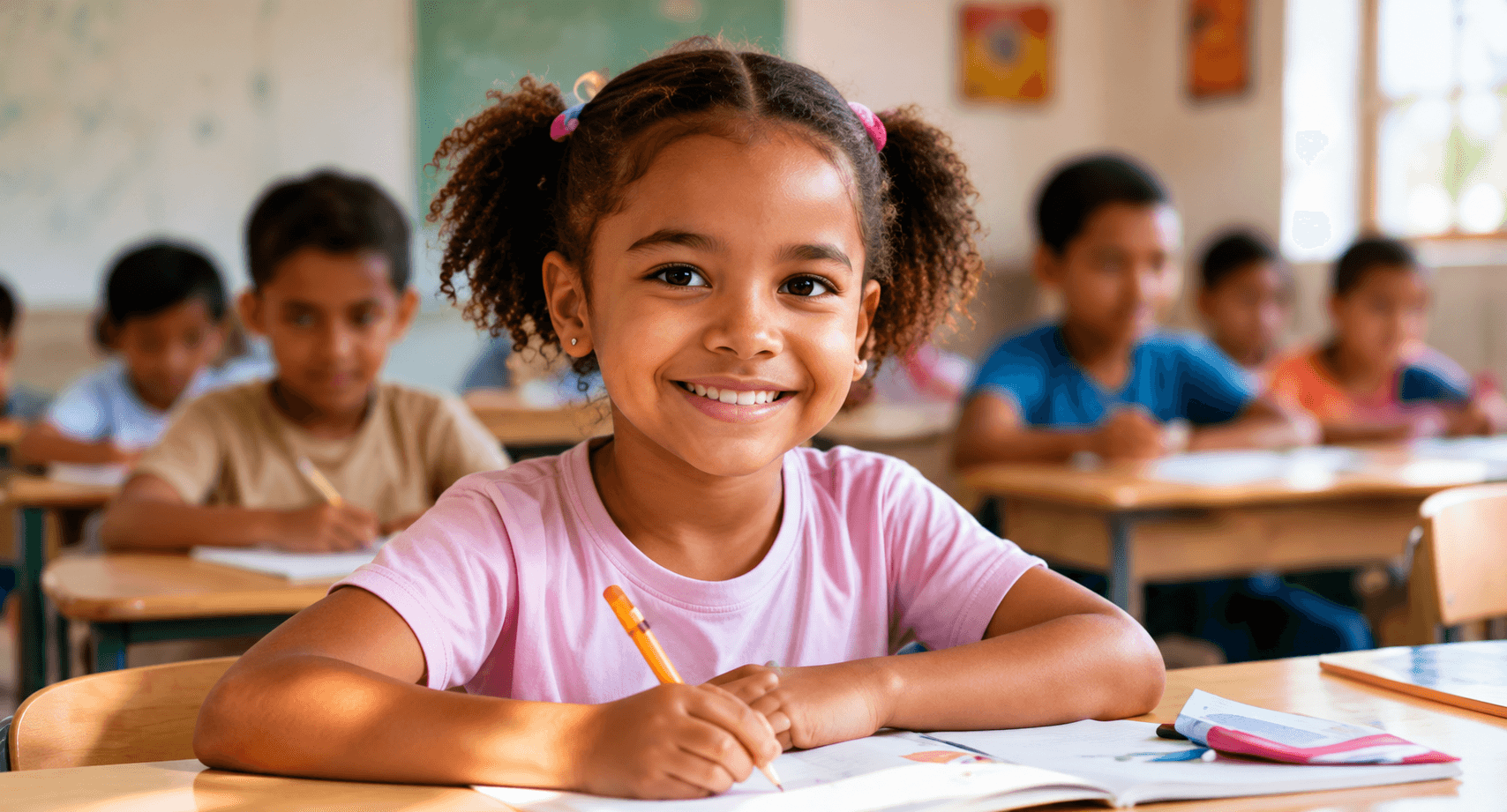Crianças em ambiente escolar e aprendizado
