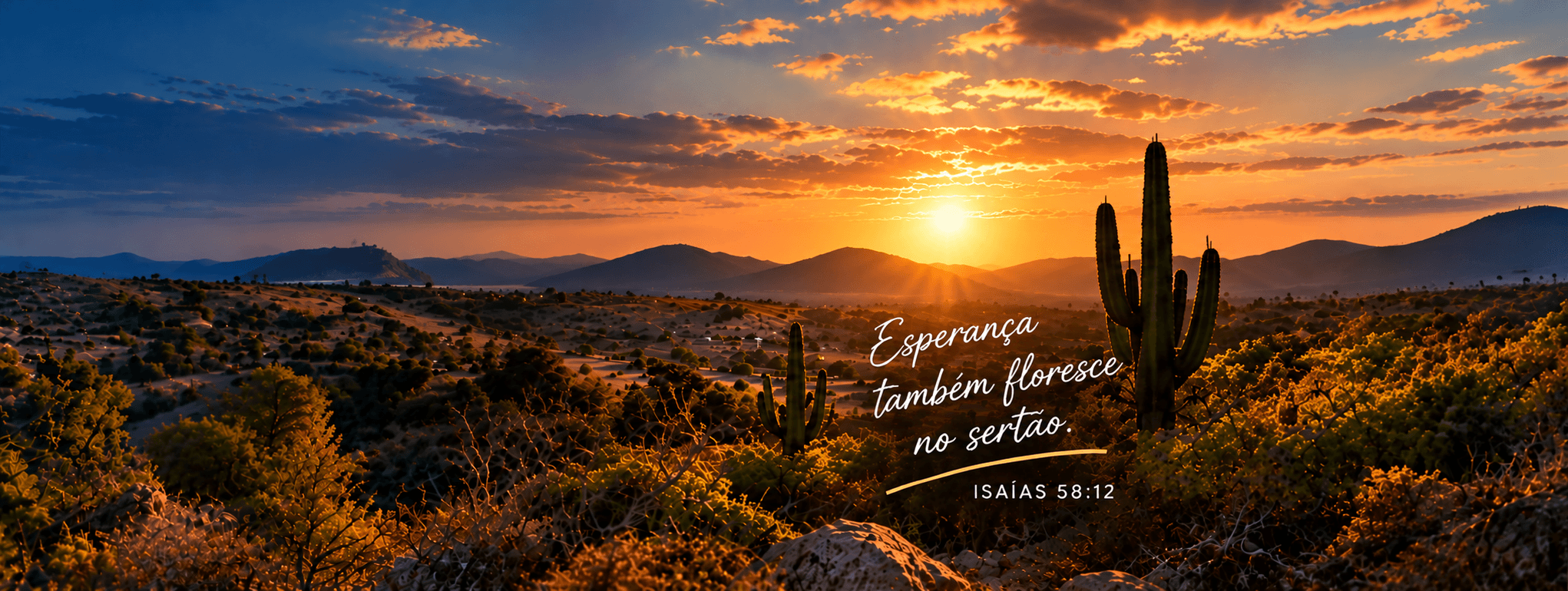 Paisagem dourada do sertão nordestino ao entardecer