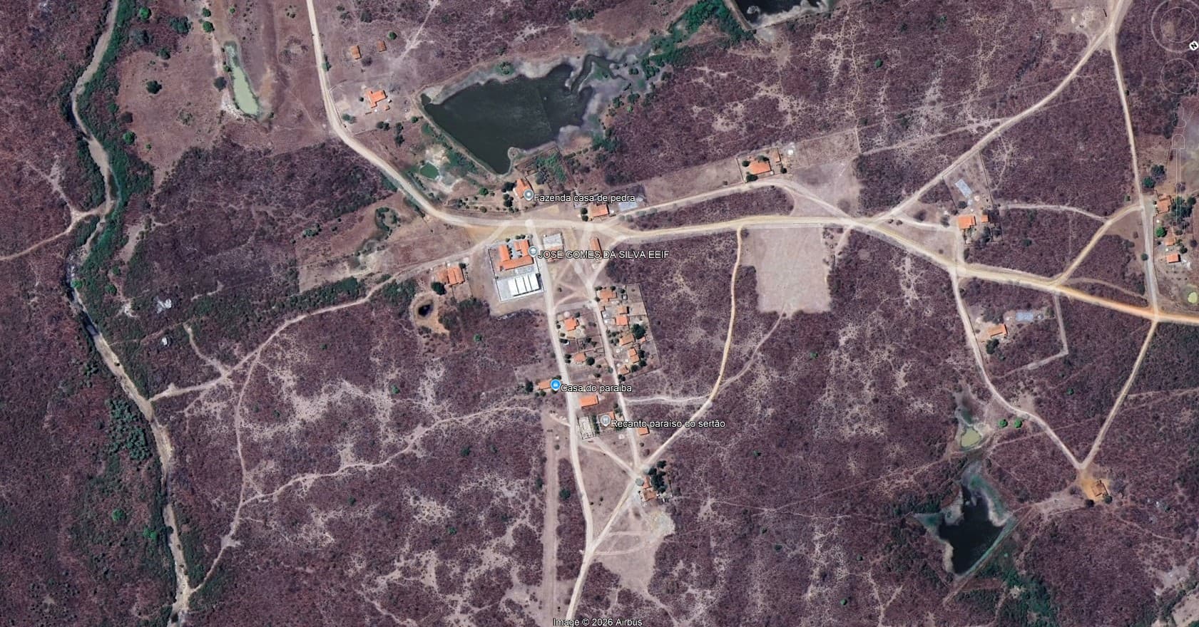 Registro aéreo da localidade do Distrito Casa de Pedra em Pentecoste – CE